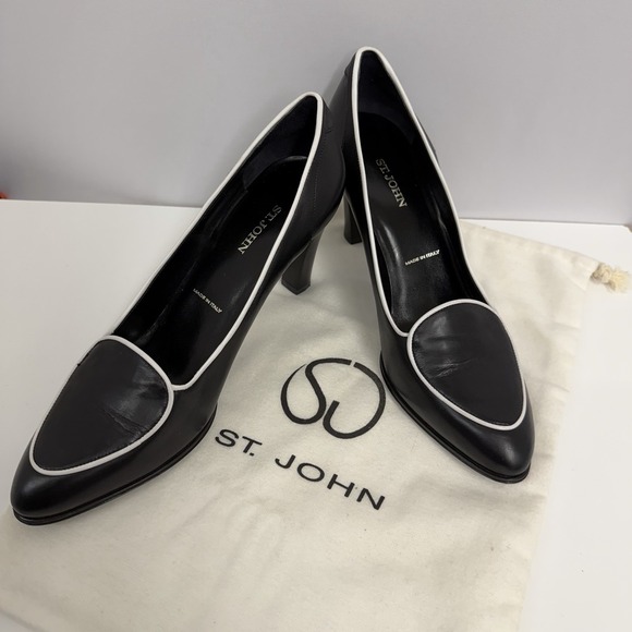 St. John Shoes - St. John Leather Pumps Shoes Black & White Classic & Elegant 1 Sleeper Bag 8 B